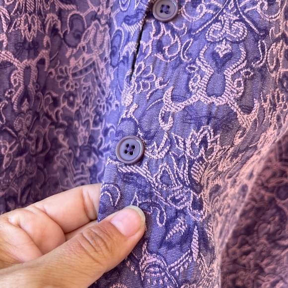 Ulla Popken Sz XXL Purple Mosaic Texture Longline Jacket Pearl Buttons VTG - Picture 6 of 10